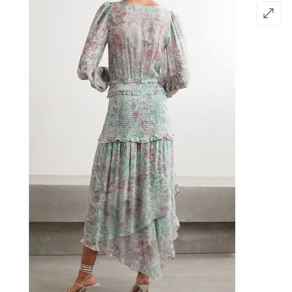 NWT LoveShackFancy Carrillo Asymetric Shirred Dress - Picture 4 of 16